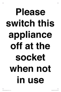 Please switch this appliance off at the socket when not in use